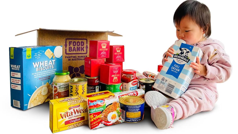 Foodbank Baby With Food Hamper Box